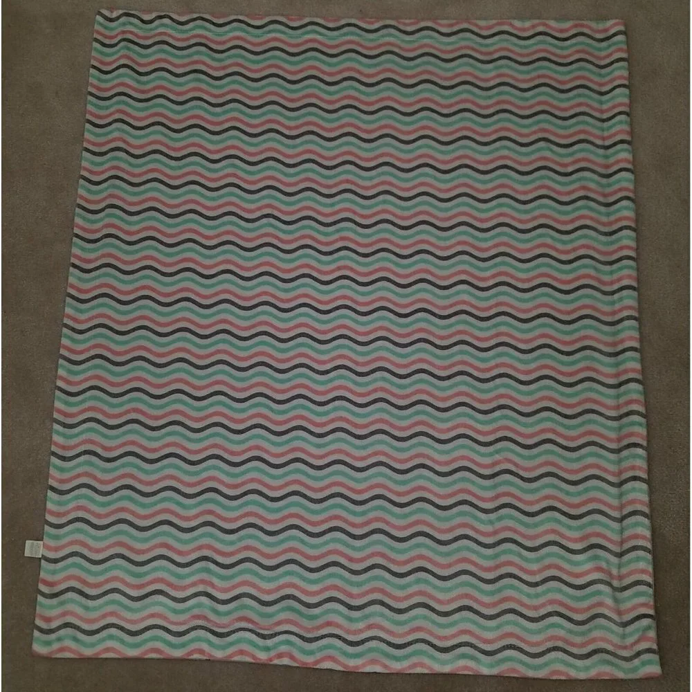 Modern Baby Fleece Reversible Blanket Lovey Fox Arrow Pink Gray Wavey Stripes